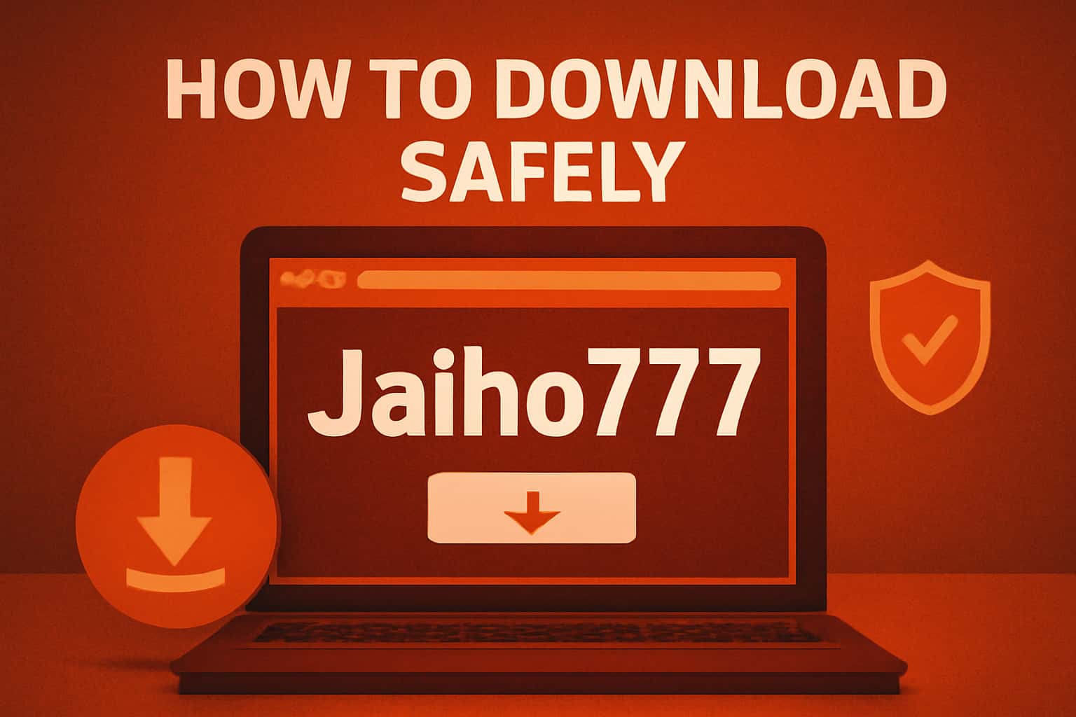 An informative scene illustrating safe download methods for Jaiho777.
