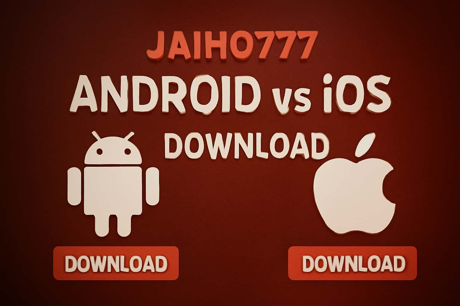 Informational scene comparing Jaiho777 app download for Android and iOS.