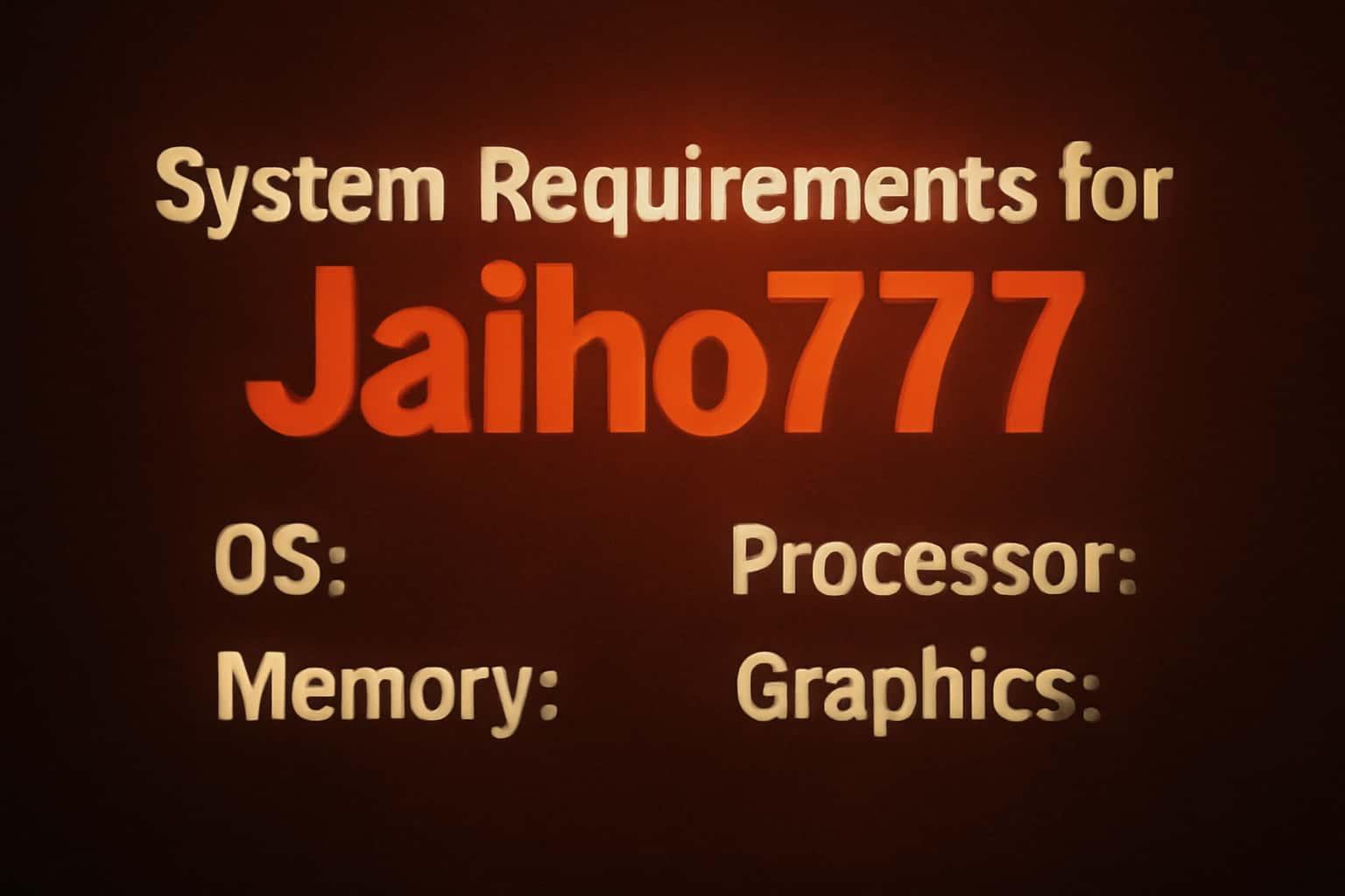 Informational scene illustrating system requirements for Jaiho777.